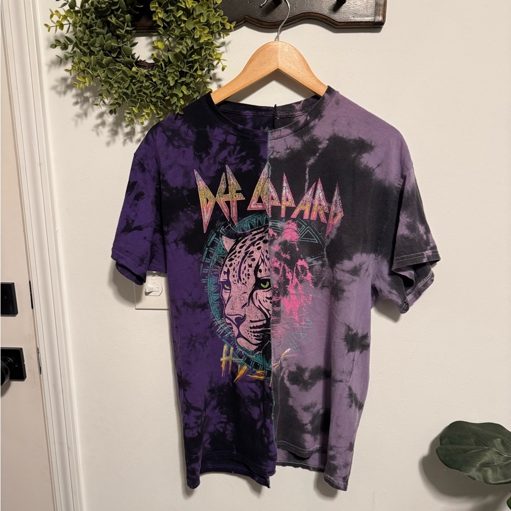 Custom Split Tee Def Leppard Tie-Dye Shirt